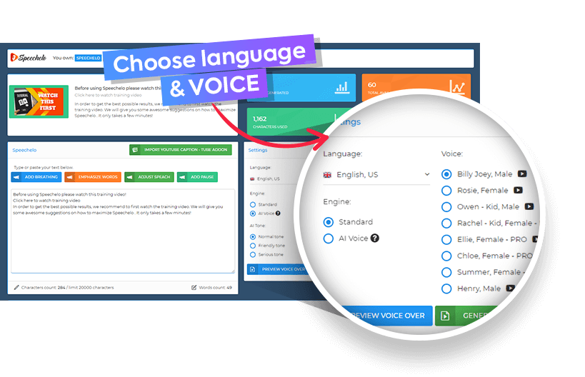 step2#Choose a language and a voice