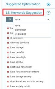 LSI Keywords Suggestion feature